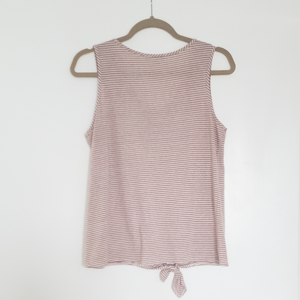 Green Envelope Striped Tie-front Tank - Picture 2 of 2